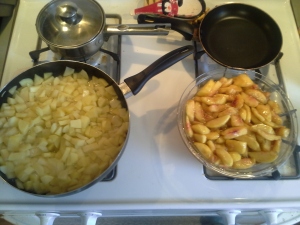 My apples baking and my peaches ready to bake.