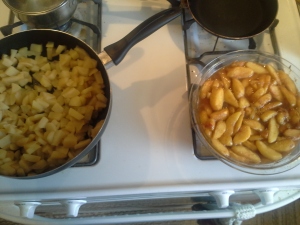Apples and peaches both all cooked!