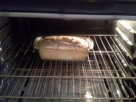 The hard cider bread ready to come out of the oven.