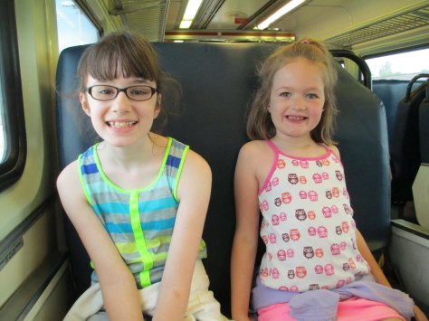 Girls excited about Boston on the train in.