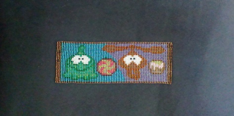 The finished Cut the Rope bookmark.
